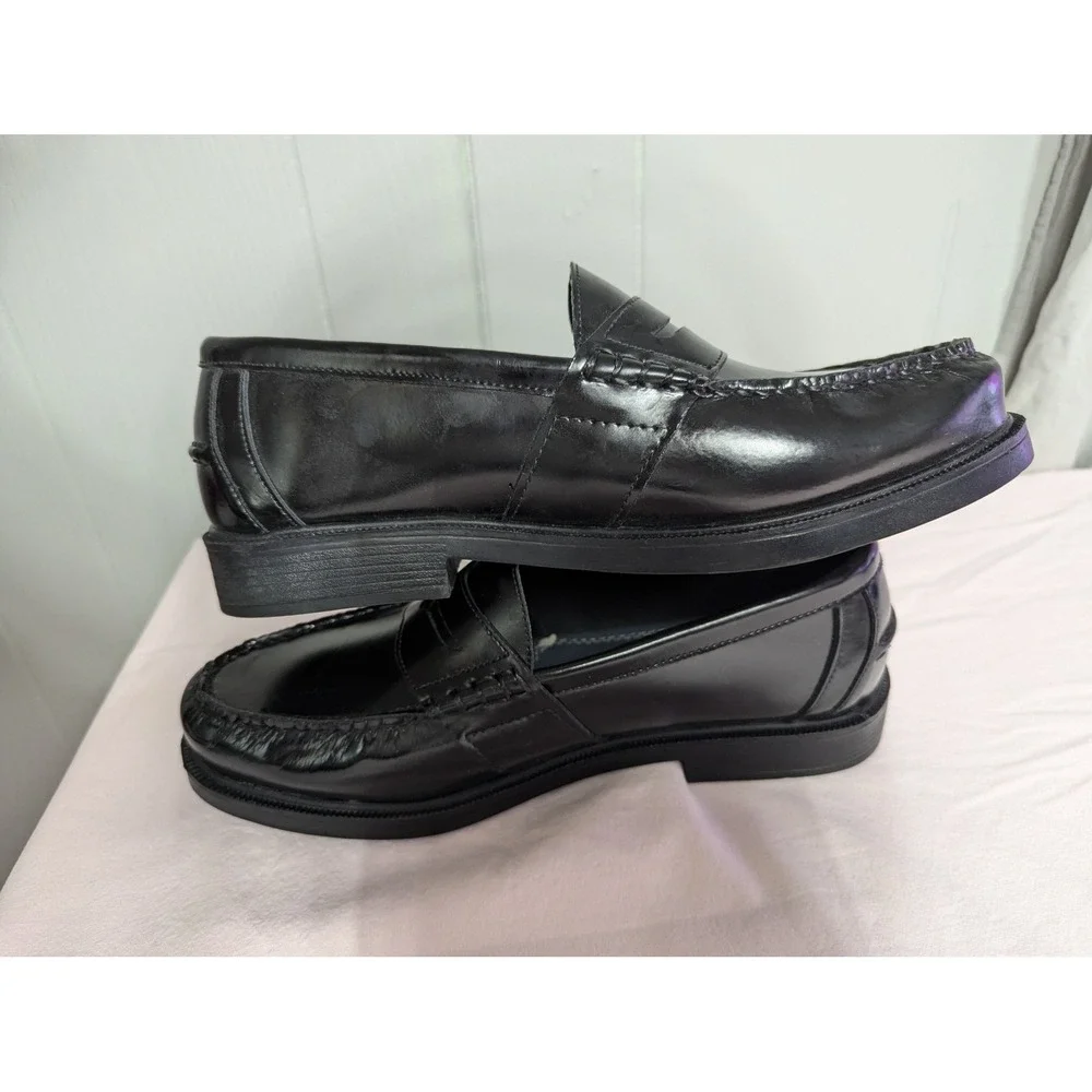 Nunn Bush mens loafers shiny black dress slide on shoes 12W leather uppers 85538